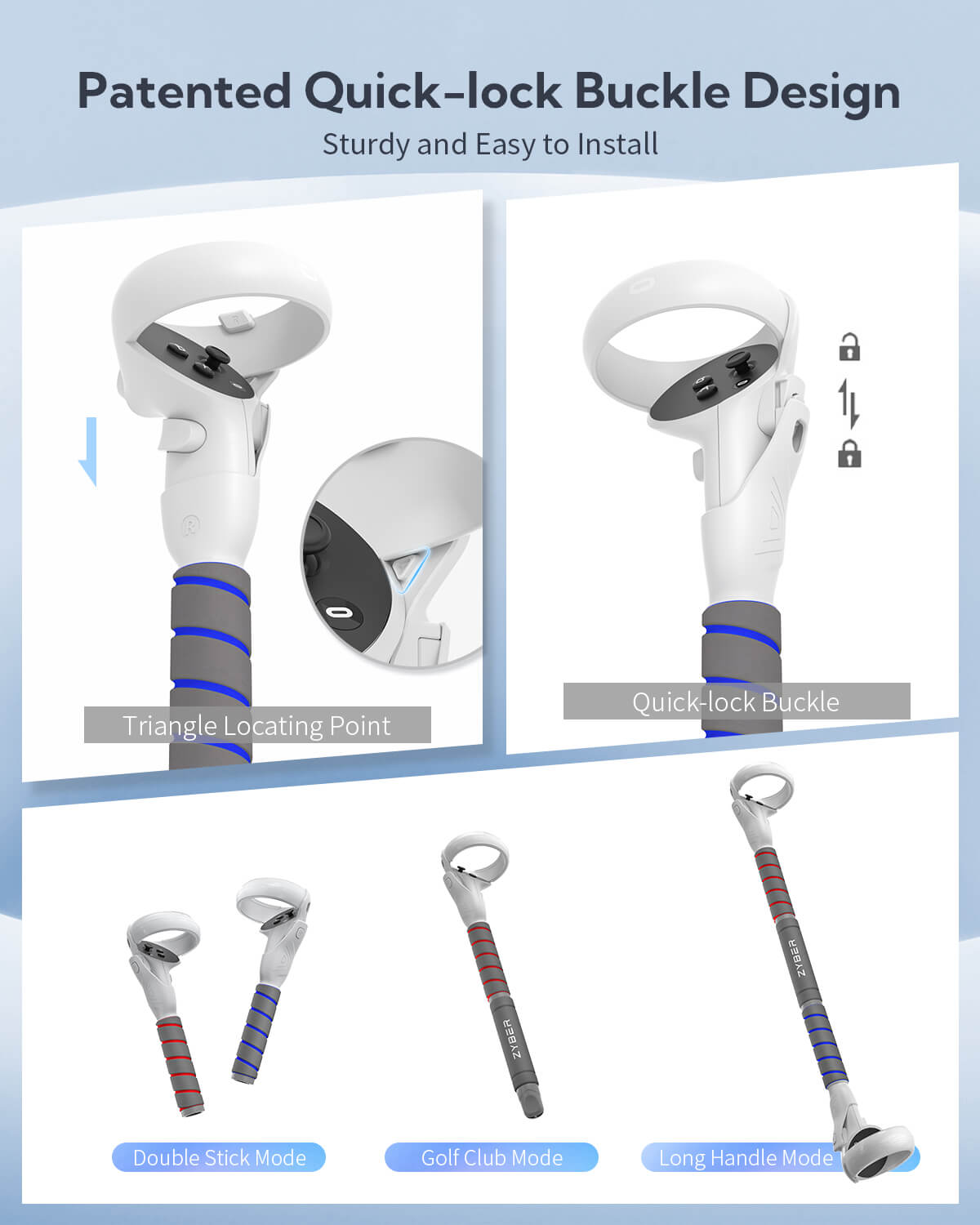 ZyberVR Quest 2 Multipurpose 3-in-1 Sticks