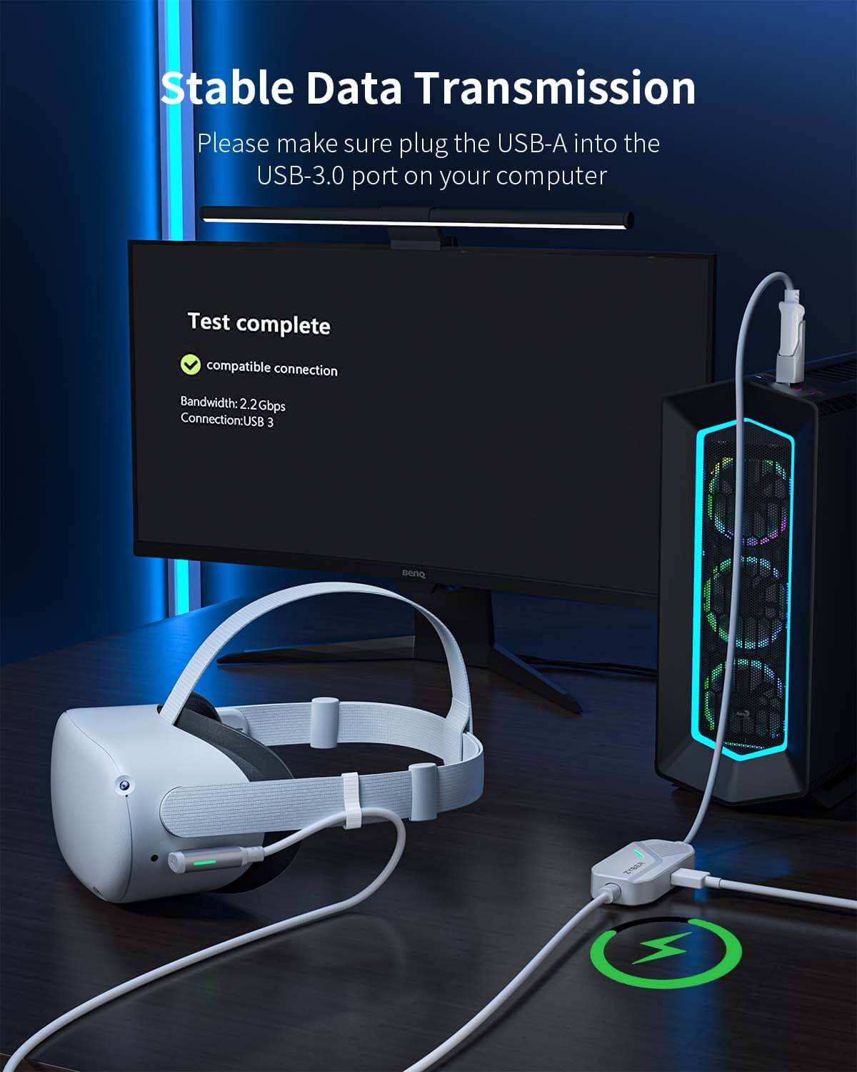 Cable de carga y transmisión ZyberVR USB-A/C a USB-C