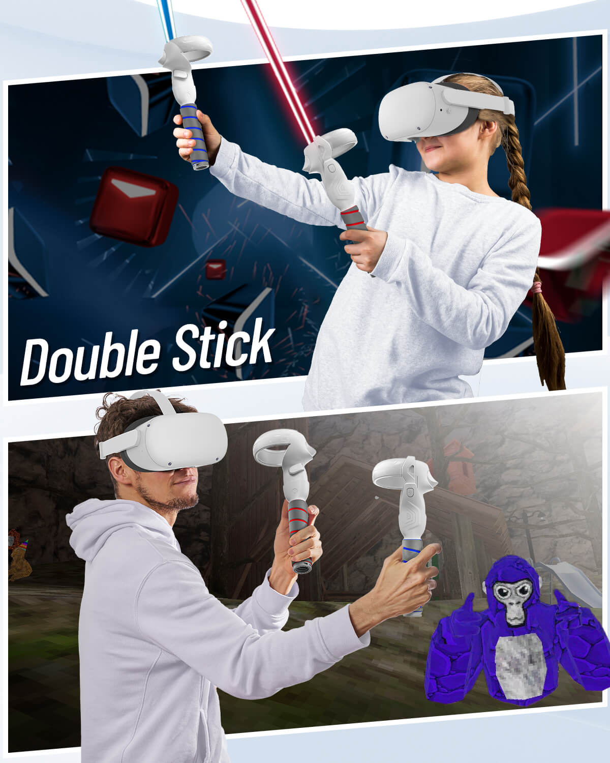 ZyberVR Quest 2 Multipurpose 3-in-1 Sticks