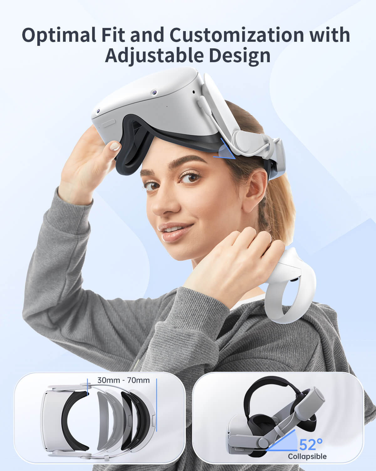Battery Head Strap for Oculus Quest 2, Adjustable Elite Strap with 5300mAh  Battery Pack Compatible with Meta Quest 2, Enhanced Comfort and Gaming