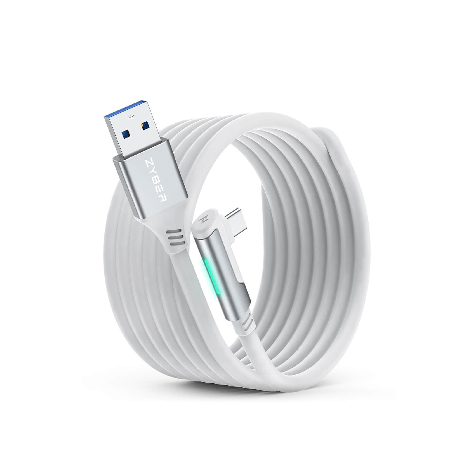 Cable de enlace ZyberVR USB-A a USB-C de 16 pies/5 m con indicador LED