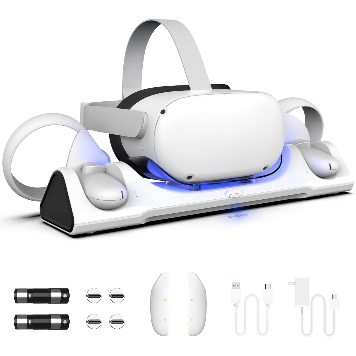 ZyberVR Charging Dock for Quest 2 Headset and Controllers