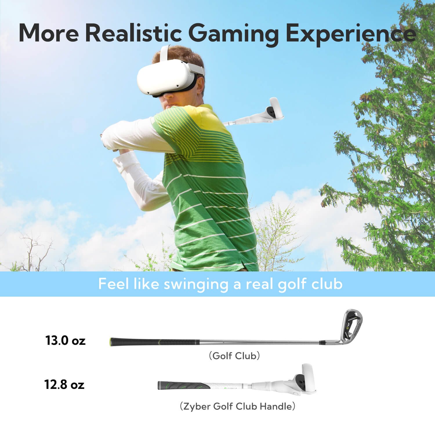 ZyberVR Golf Club Handle for Meta Quest 2